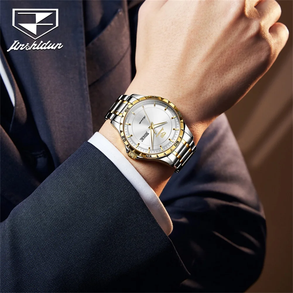 JSDUN 8964 Men's Watch Fashion Business Mechanical Watch For Men Week Calendar Display Waterproof Man Automatic Wristwatch