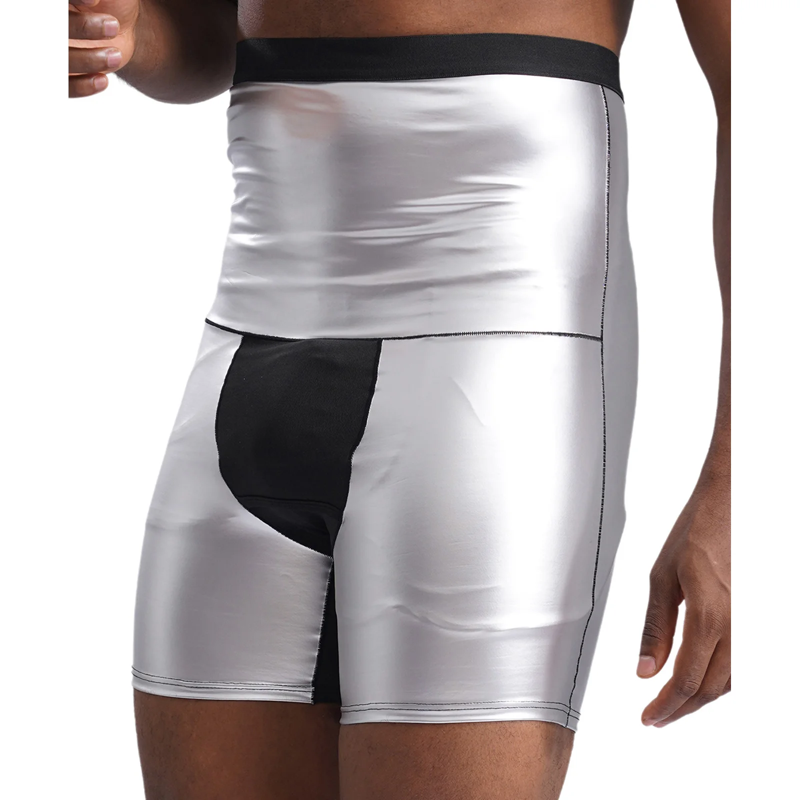 Men High Waist Sauna Short Pants Workout Compression Sweat Shorts Running Shorts Tummy Control Shapewear