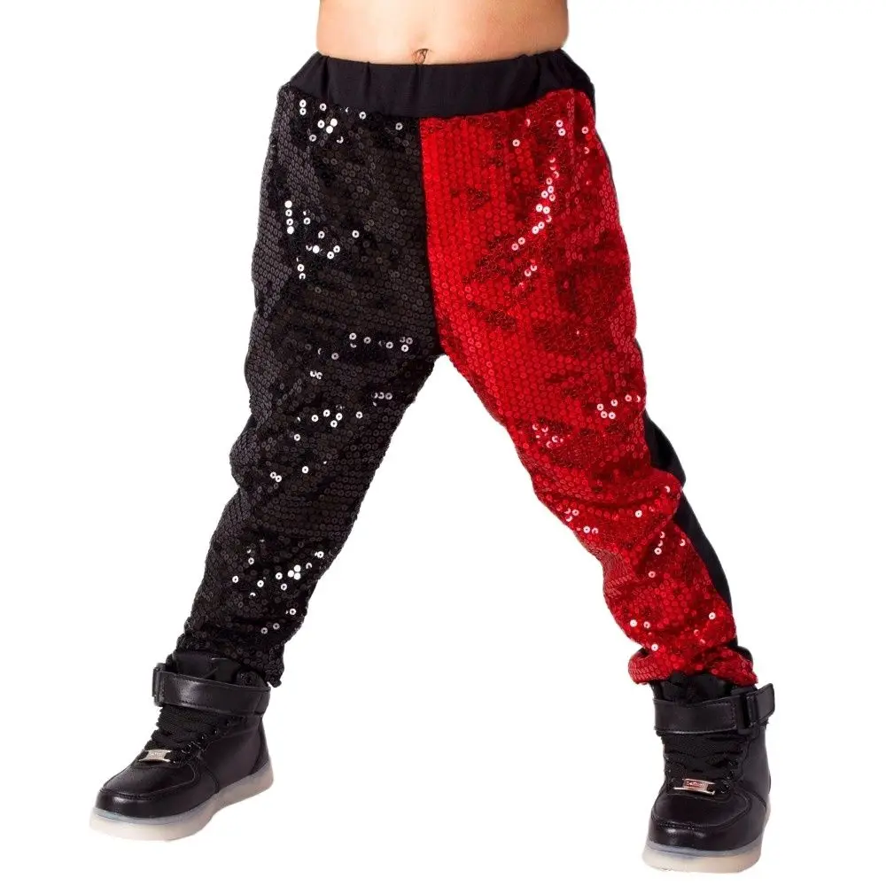 

Heroprose New Fashion Harem Pants Kids Adults Bling Big Crotch Personalized Hip Hop Dance Stage Costumes Black Red Jazz Trousers