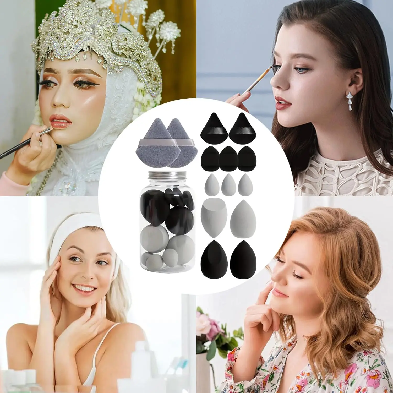 14PCS Latex-Free Makeup Sponges - Vegan Beauty Blender for Foundation & Concealer, Streak-Free Air Cushion Applicator