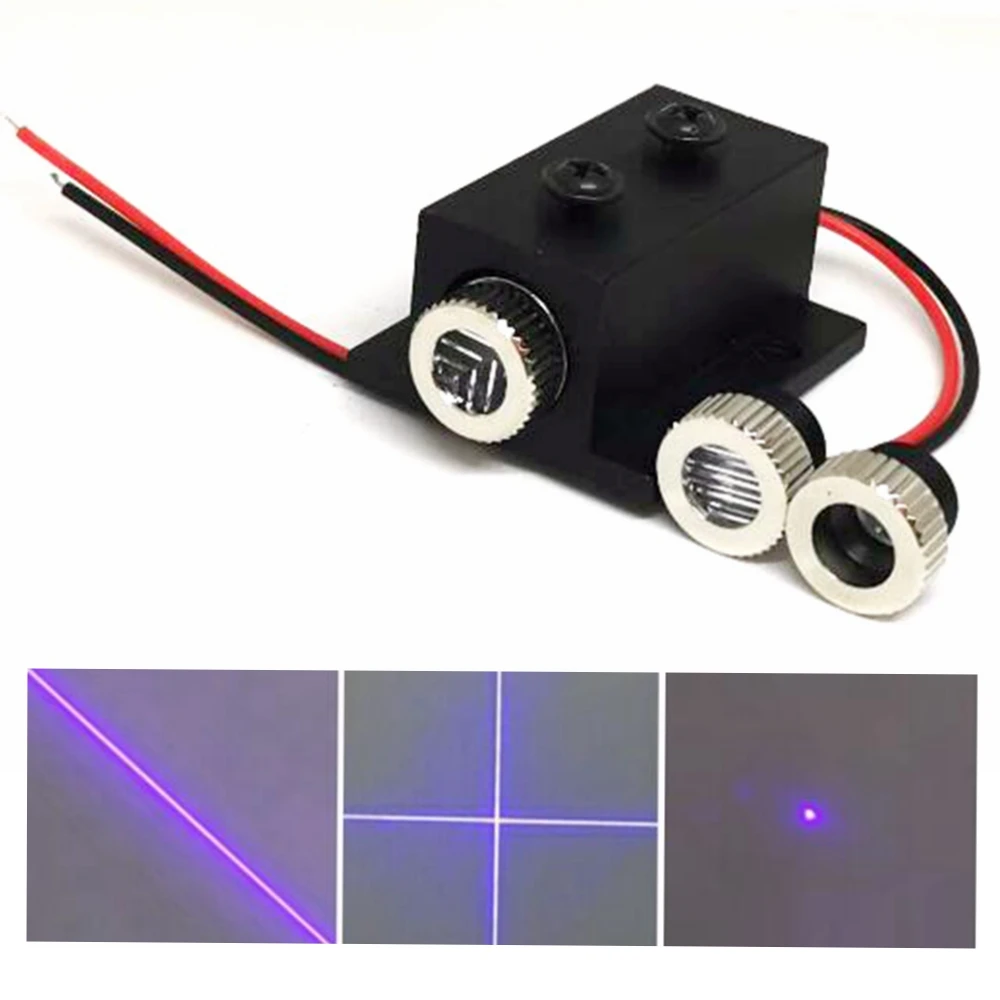 12mm Focusable 405nm 10mw 20mw 50mW Violet Blue Laser Module Dot/Line/Cross With Heatsink 12x35mm focusable 405nm 20mw violet blue laser diode module dot line cross adjusted head w 12mm heatsink