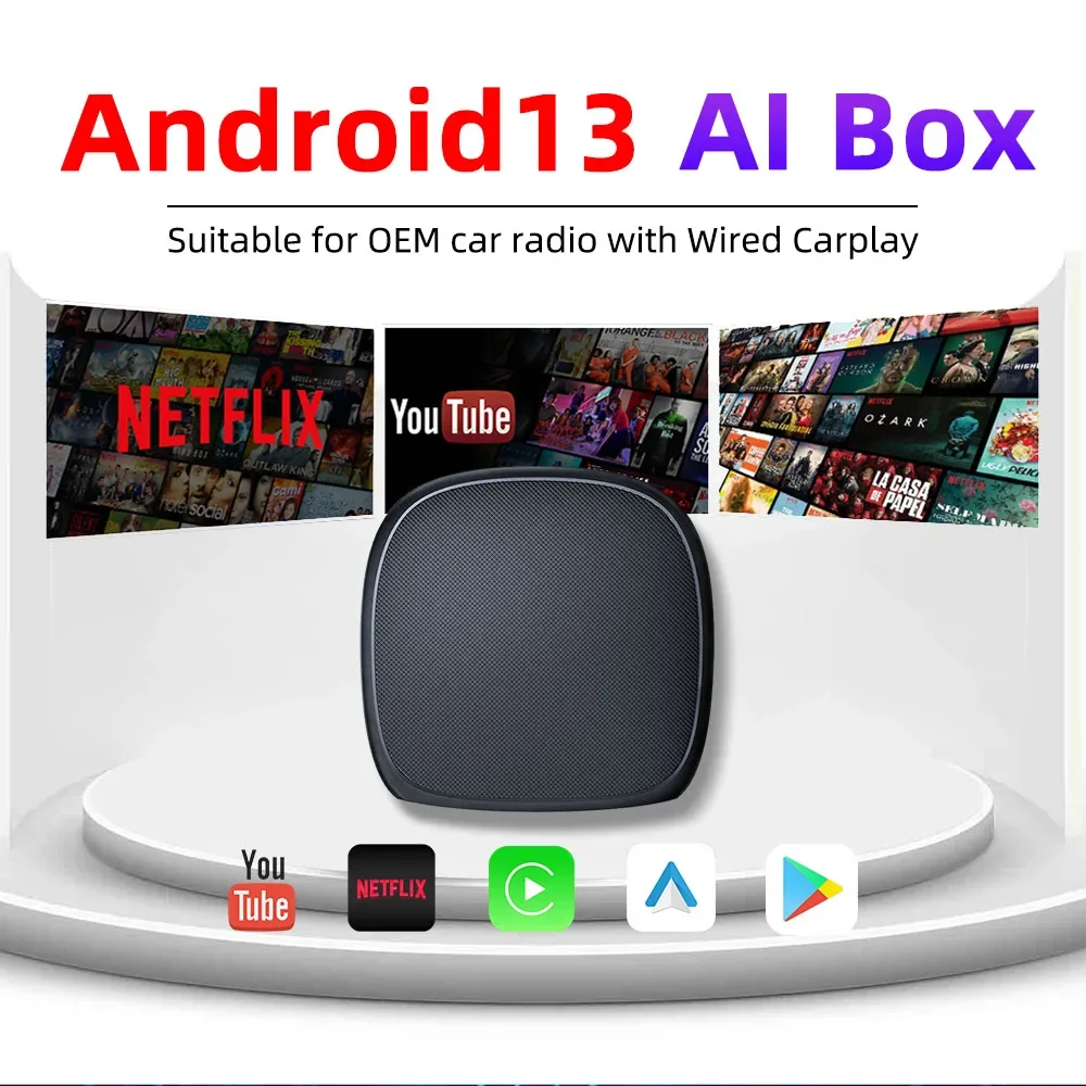 

Android 13 AI Box 8 Гб 128 ГБ Built-in GPS Wifi беспроводной Carplay Android авто мультимедиа Netflix Youtube потоковая коробка Qualcomm