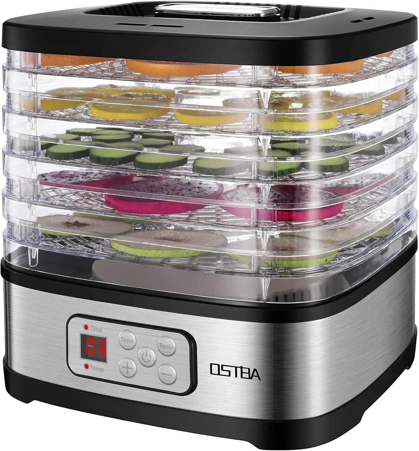 Food Dehydrator Machine Adjustable Temperature 72H Timer 5-Tray Dehydrators for Food and Jerky Fruit Dog Treats Herbs Snacks