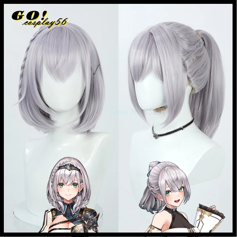 

VTuber Shirogane Noel Cosplay Wig 2022 3D Ponytail Hololive Fantasy 3rd Fes. Youtuber Girls Short Braided Heat Resistant Hair