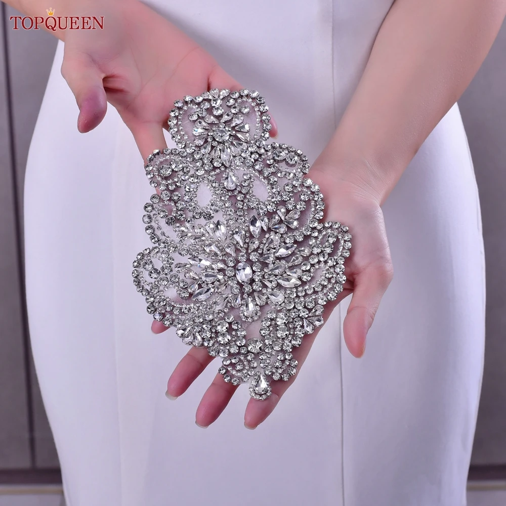 Silver Epaulets Bridal Sew on Applique Epaulets For Women Large Patches Neckline Bead And Rhinestone Patches SP01