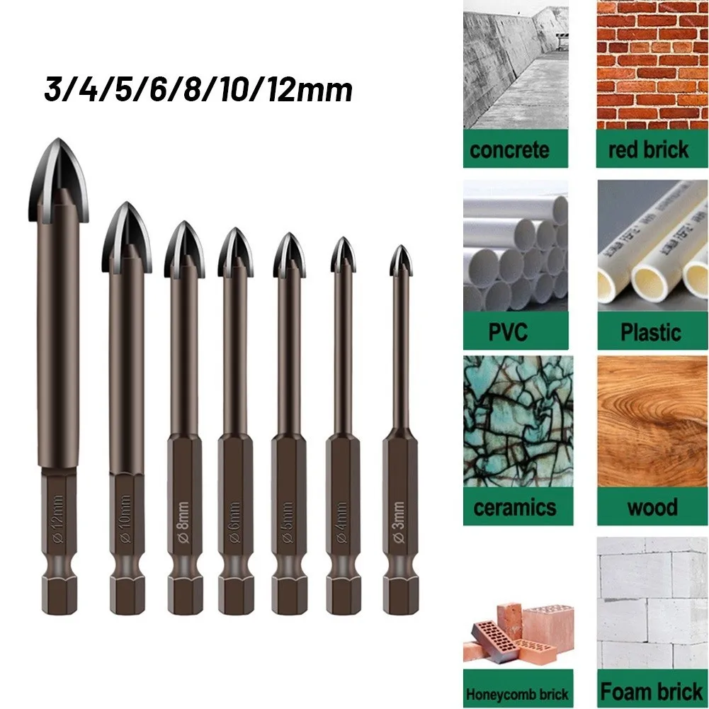 

1Pc Cross Hex Tile Bits Glass Ceramic Concrete Hole-Opener Alloy Triangle Drill Size 3/4/5/6/8/10/12mm For Wood Ceramics Tile