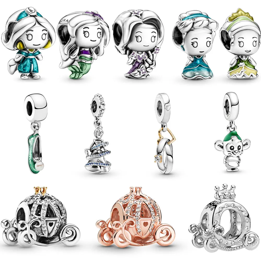 

Disney Classic Style Princess Charms Pumpkin cart Beads Fit Pandora Bracelet 3mm Snake bone chain DIY Charms For Women Jewelry