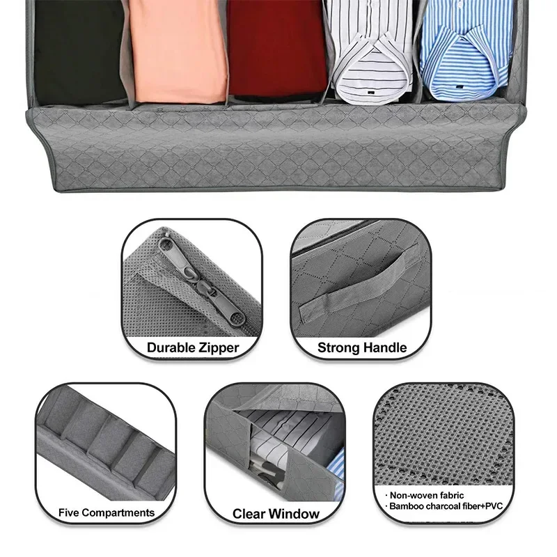Non Woven Blanket Clothes Storage Bag Bed Bottom Clothes Organizer Large Capacity Non Woven Quilt Moisture Proof Foldable Bags 3