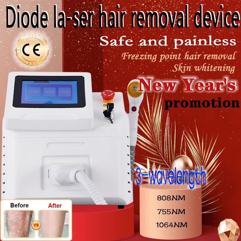 New 3-Wavelength  755NM 808NM 1064NM Diode Laser Hair Removal Machine With Permennet Effect Safe And Painless Forever