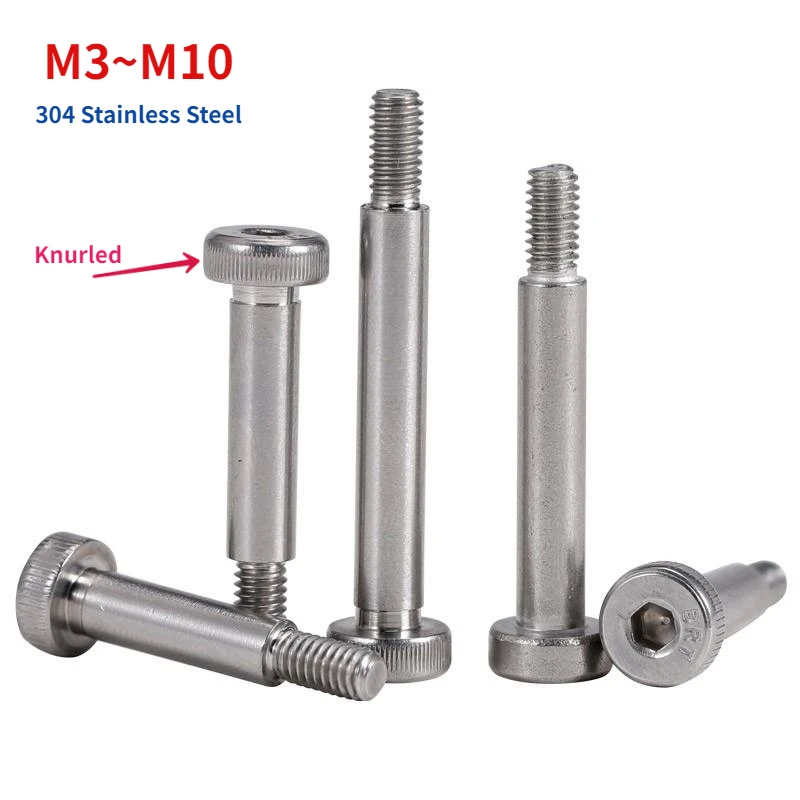 thumbnail image 1 of M3 M4 M5 M6 M8 M10 Perno de tornillo de hombro de perfil de rodamiento de rodillos hexagonales moleteados de acero inoxidable 304, 1 of 4