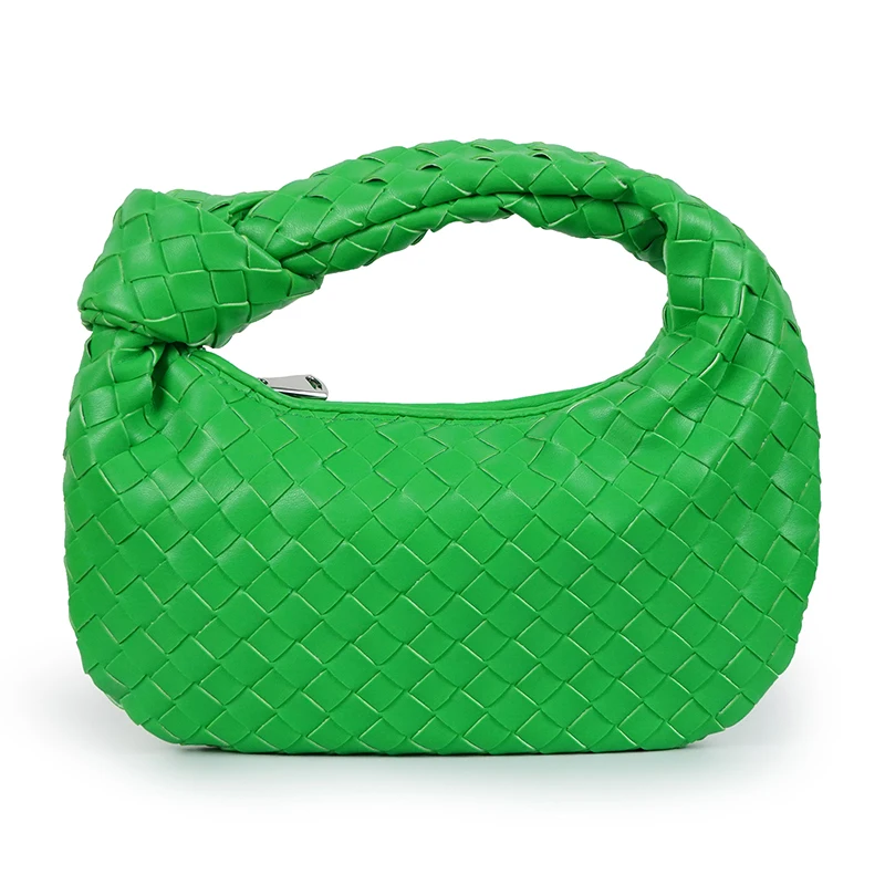 2022 Fashion Handmade Woven Bag Luxury Woven Leather Printed Shoulder Bag Lady Crossbody Hobo PU Knotted Handle Casual Handbag 