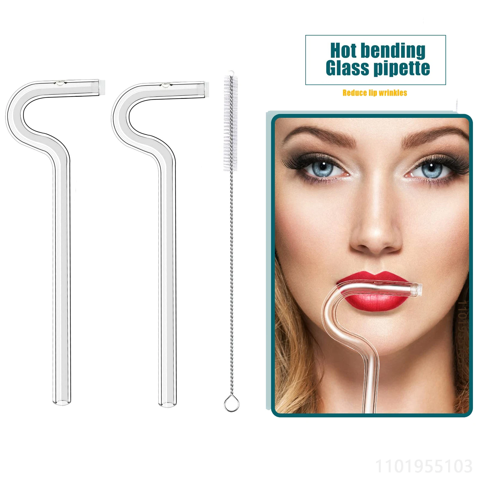 

Fashion Anti Wrinkle Straw Reusable Glass Drinking Straw Curved No Wrinkle Straws Prevent Wrinkles Sideways Straws with Brushes