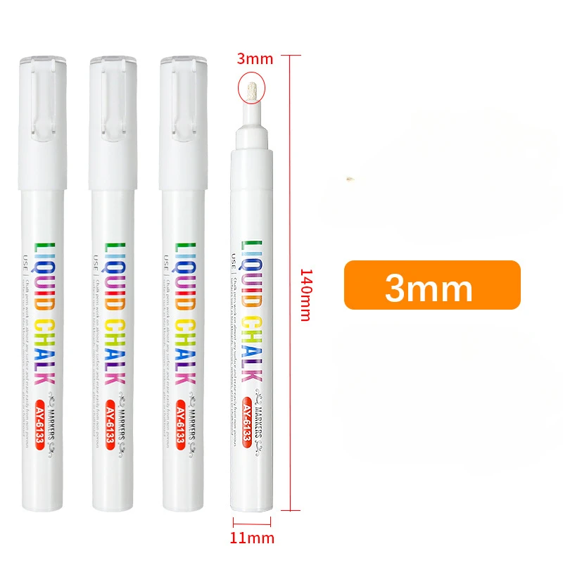 흰색 액체 분필 세트 화이트보드 마커 펜, 광고 LED 라이트 보드, 수성 지우개 마커, 0.7mm, 6mm, 15mm 펜촉, 4 개
