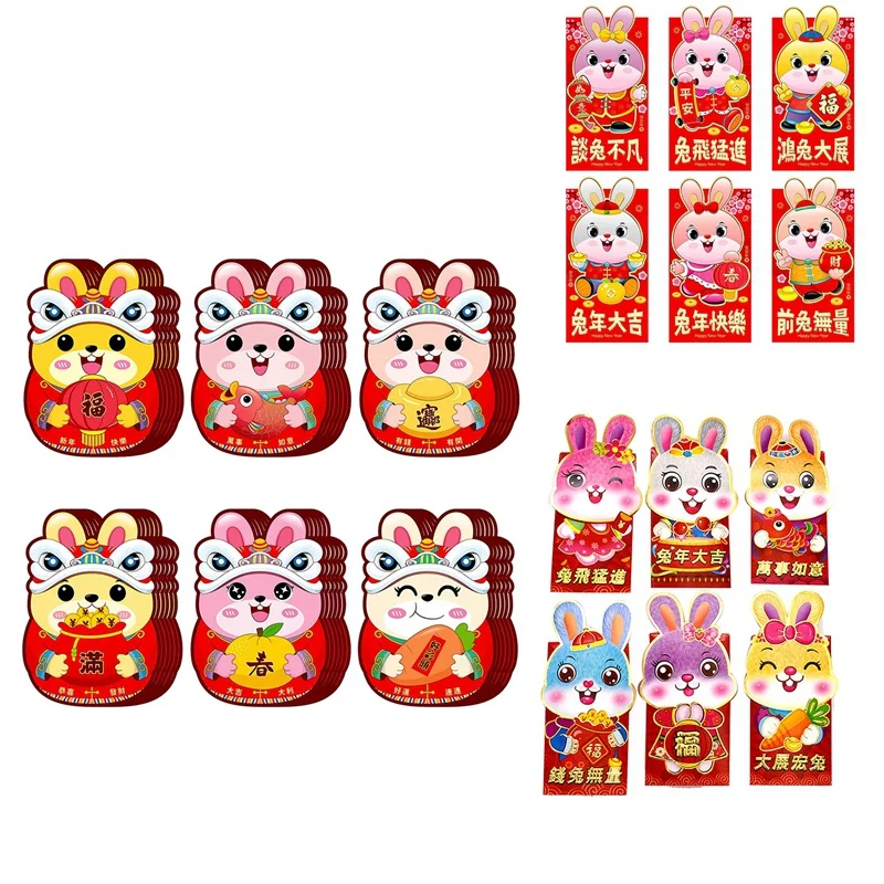 

3D Cute Rabbit Red Envelope 2023 Lunar New Year Envelopes Hong Bao Red Pocket Lucky Money Envelopes