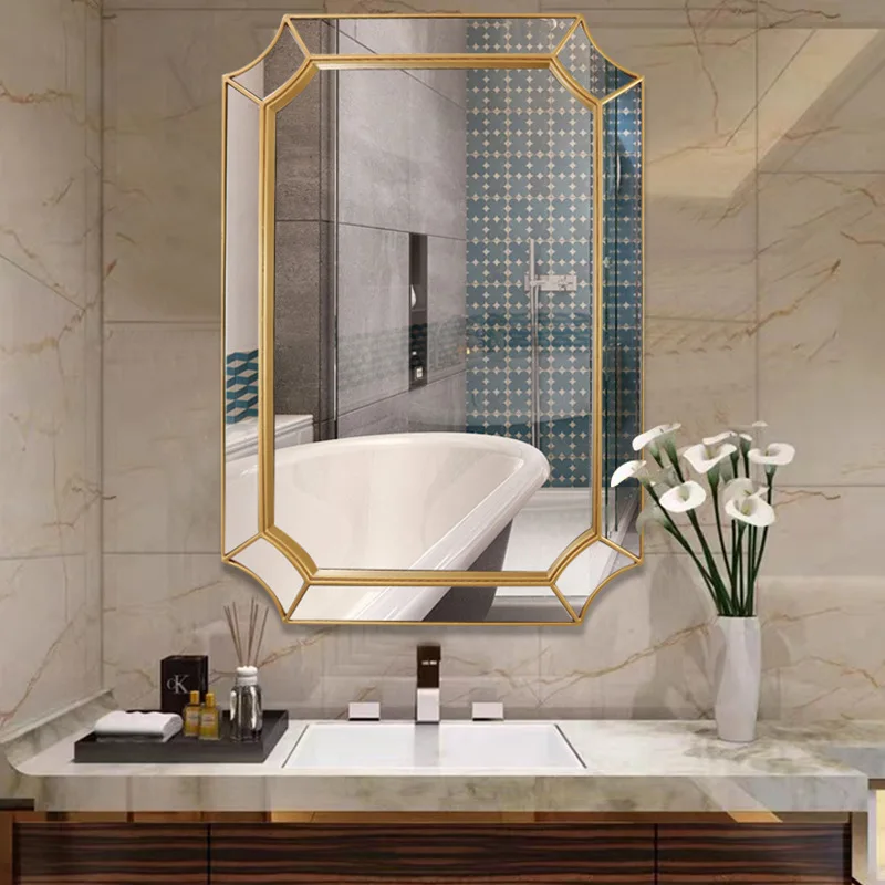 

European Mirror Bathroom Mirror Wall Hanging Oval Bathroom Porch Mirror Beauty Salon Decorative Mirror