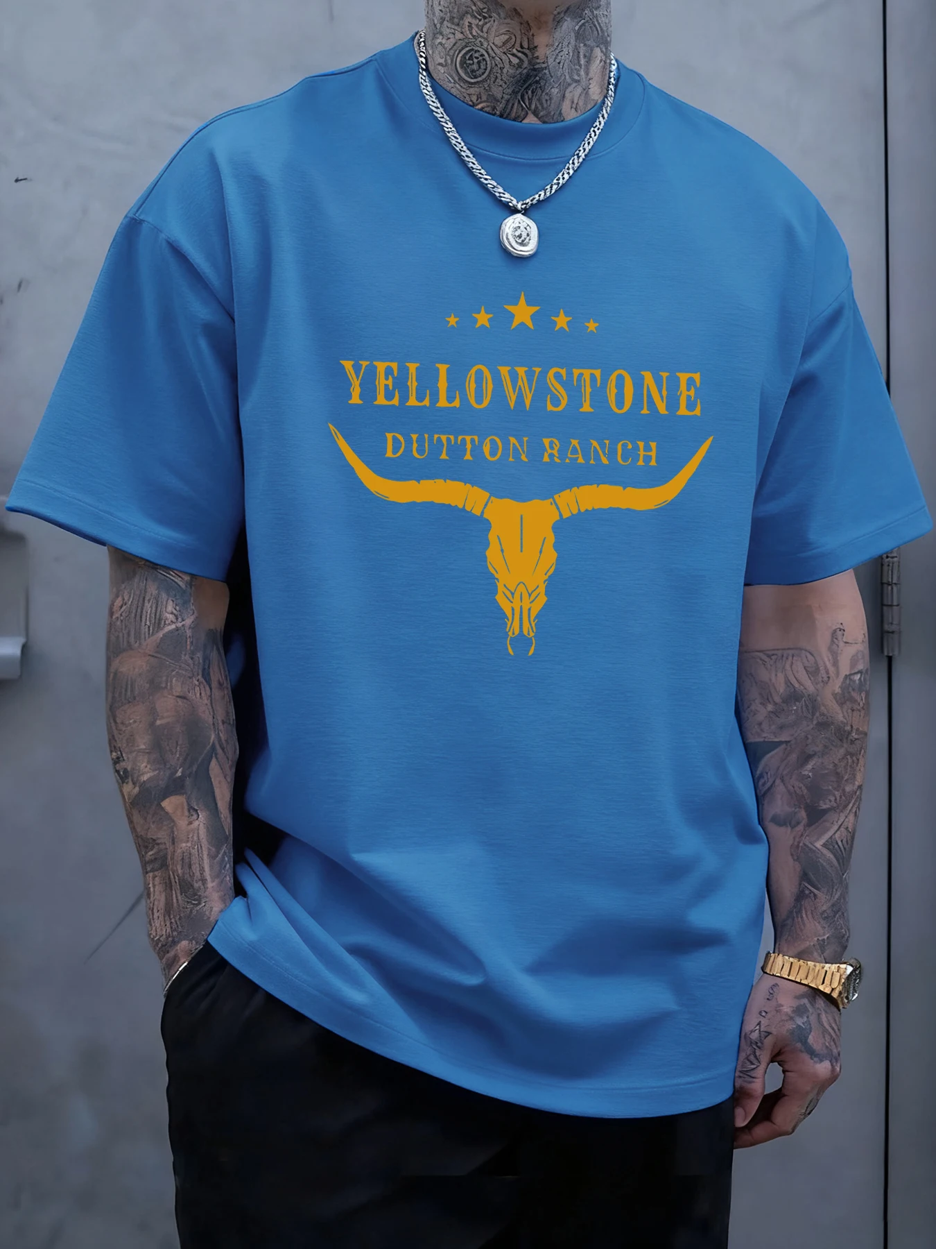 Yellow Stone Dutton Ranch Graphic Men's Casual Cotton T-Shirt