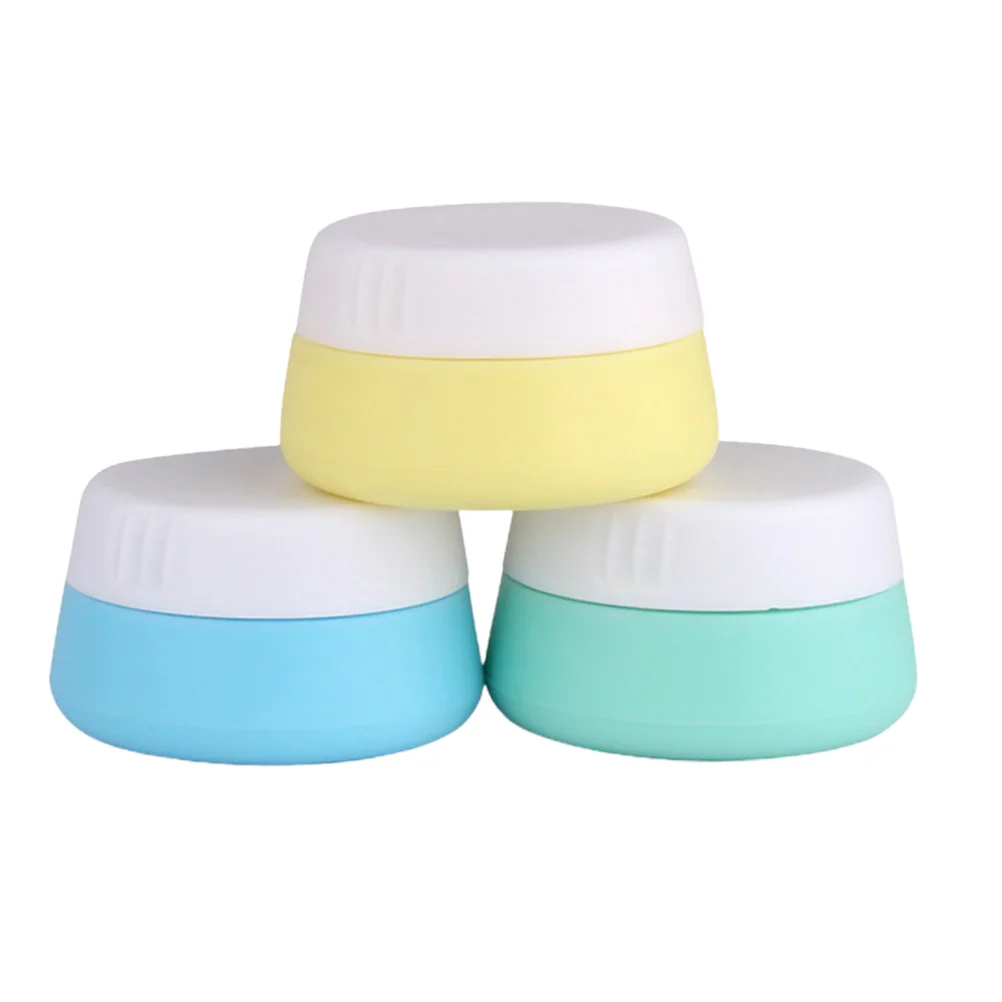 3pcs Containers Travel Silicone Jars Toiletries Silicone Samples for Hand Body ( Mixed Color, 20ML )
