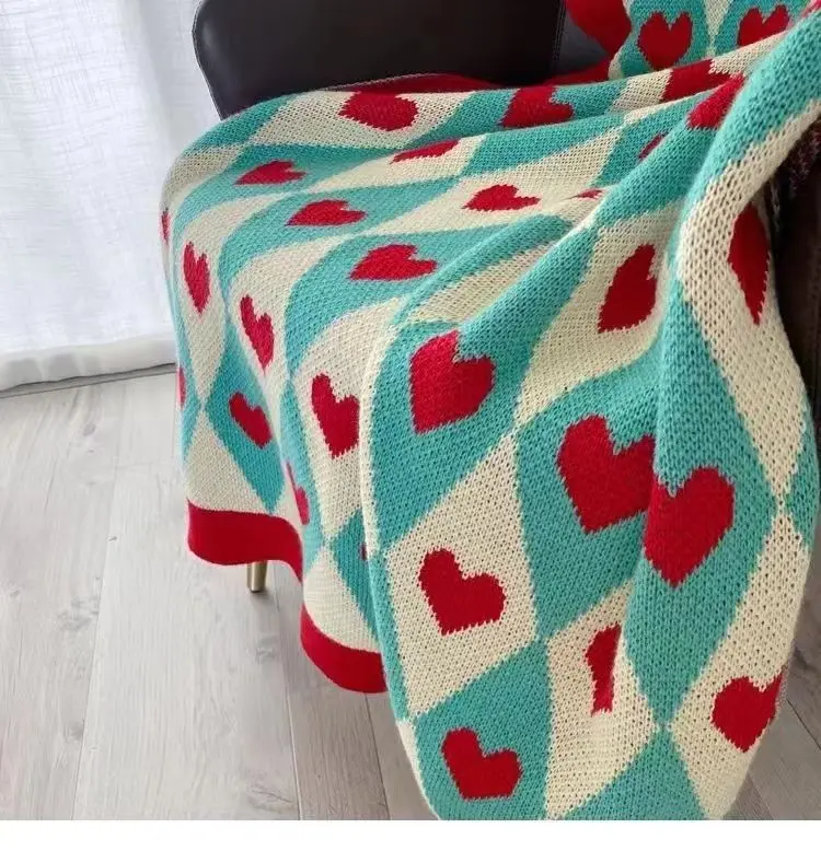 Wonderland Love Heart Knitted Blankets Bohemian Plaid Throw Blanket Sofa Cover Leisure Bed Cover Blanket Bedspread 3