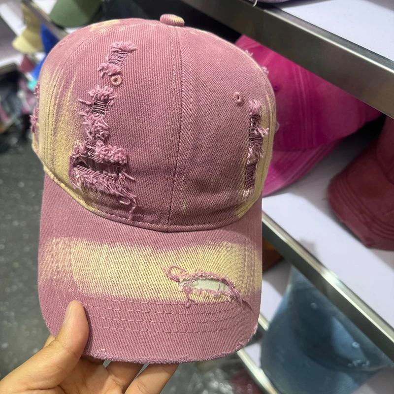 

2024 new adult vintage broken baseball cap girls personality washed duck hat male and female couples outdoor shopping sunscreen