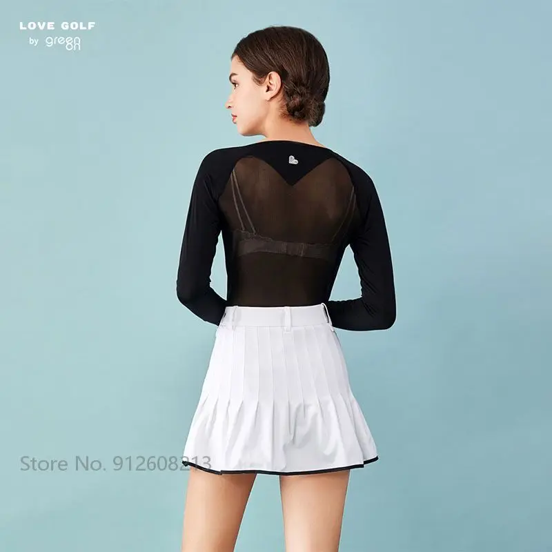 Love Golf Women Sun Protected Bottoming Shirt Long-sleeved Elastic Golf T-shirt Ice Silk Cooling Tops UV-proof Dry Fit Clothing,women golf polo shirt