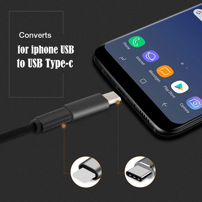 Adaptador for iphone To Type C Adapter 8 pin To Usb c Splitter for IPhone Huawei P20 Pro Samsung Typec Charger Adaptateur Jack Usb To Type C Adapter Type C Adapter Lightning To Usb C Adapter Ios To Type C Adapter