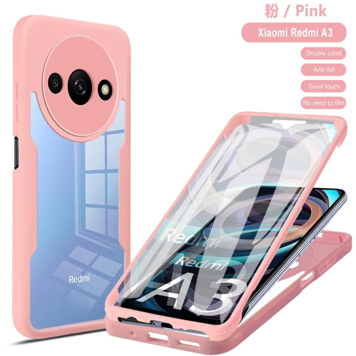 Shockproof Phone Case with Built-in Screen Protector and Transparent Back