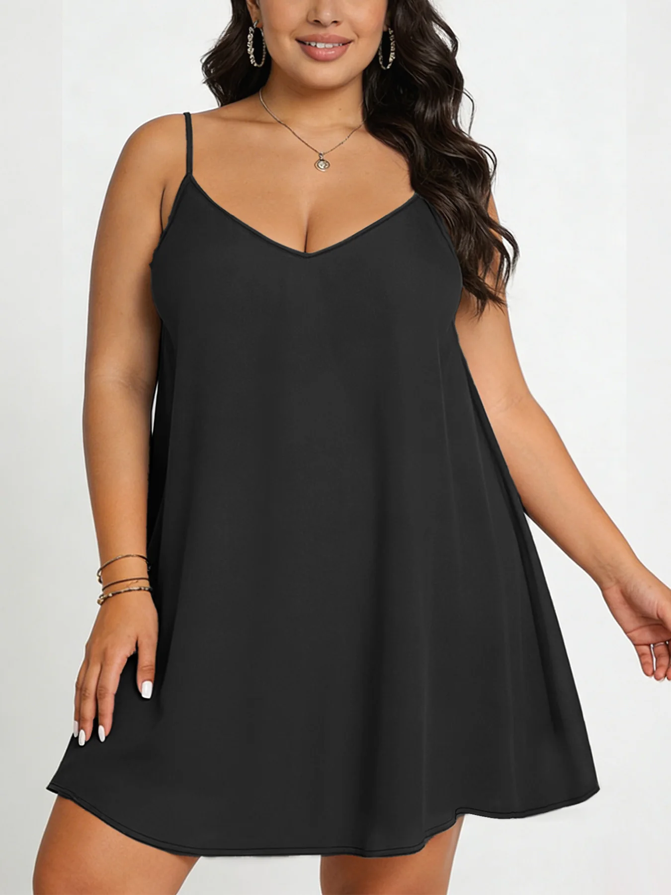 Robe sans manches pour femmes grandes tailles, mode, couleur unie, confortable, à porter au quotidien 1