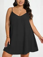Robe sans manches pour femmes grandes tailles, mode, couleur unie, confortable, à porter au quotidien 1