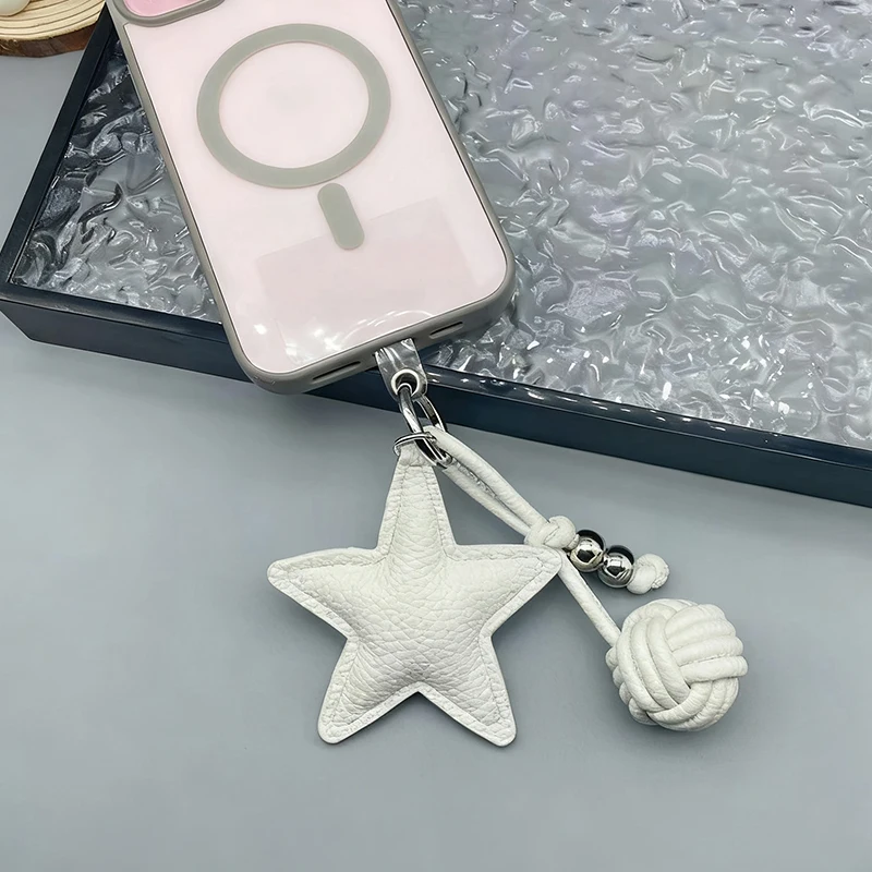 Handmade Star Woven Ball Keychain for DIY Bag Pendant Creative Gift for Women Charm Hanging Decoration Accessories