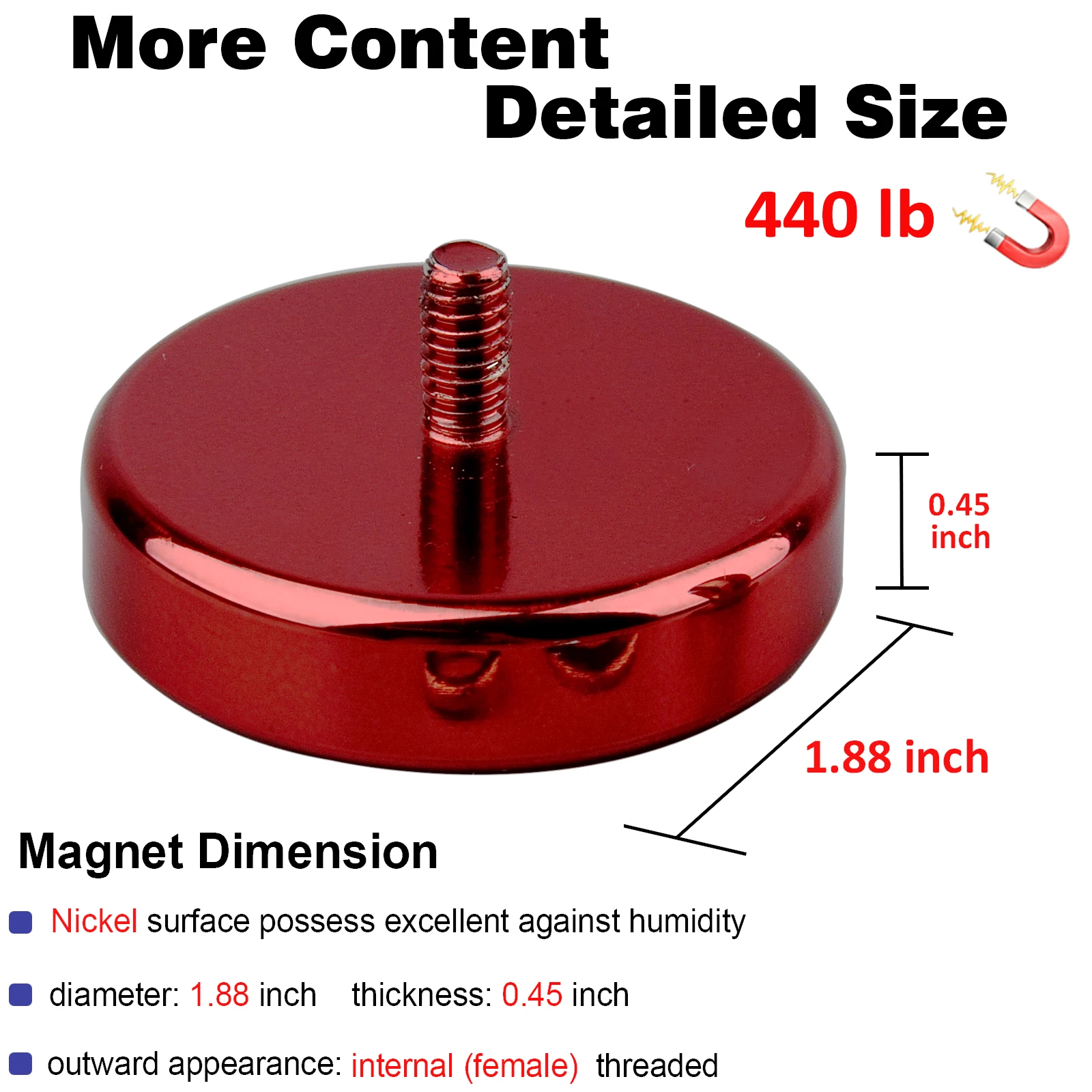 Festival Gift 90KG N52 Neodymium Red Magnet Permanent Imane Lifting Magnets 10m Rope Option Search Magnetic