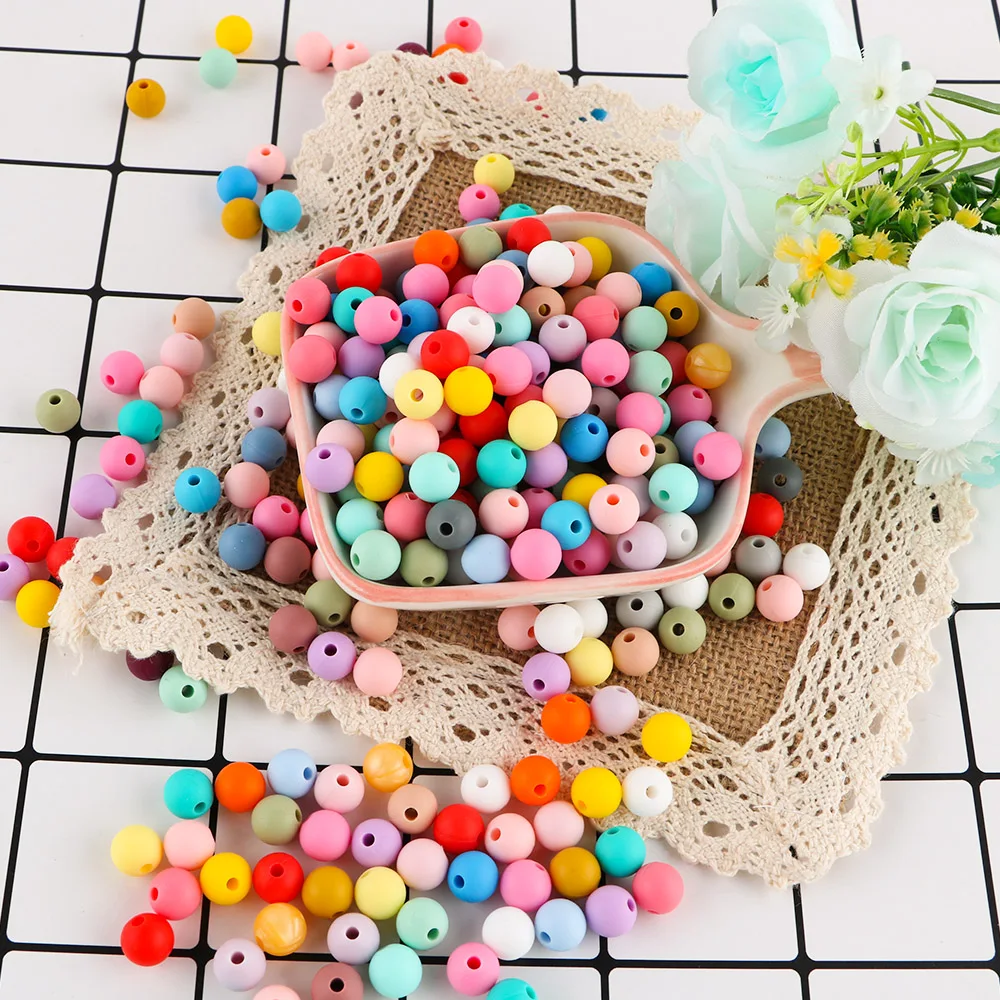 300/500/1000Pcs Silicone Beads 9MM Round Beads For Jewelry Making Bulk DIY Pacifier Chain Accessories Charms For Bracelet