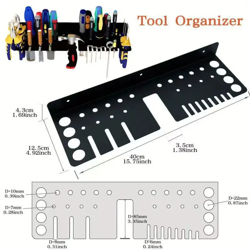 Tool Storage Rack Screwdrivers Tool Holder Organizer Hammer Pliers Wall Mounted Metal Storage Rack Organizer Workshop Workbench Small Tool Storage