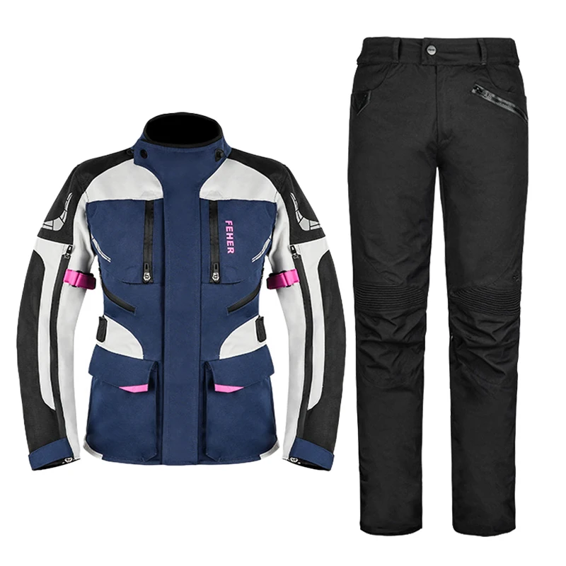 여성용 오토바이 재킷 바지, 세트 패션, 통기성 모토크로스 재킷, 세트 CE 보호 기어, 분리형 슬리브