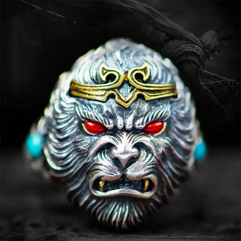 Кольцо Guochao ручной работы для мужчин и женщин Открытое кольцо на указательный