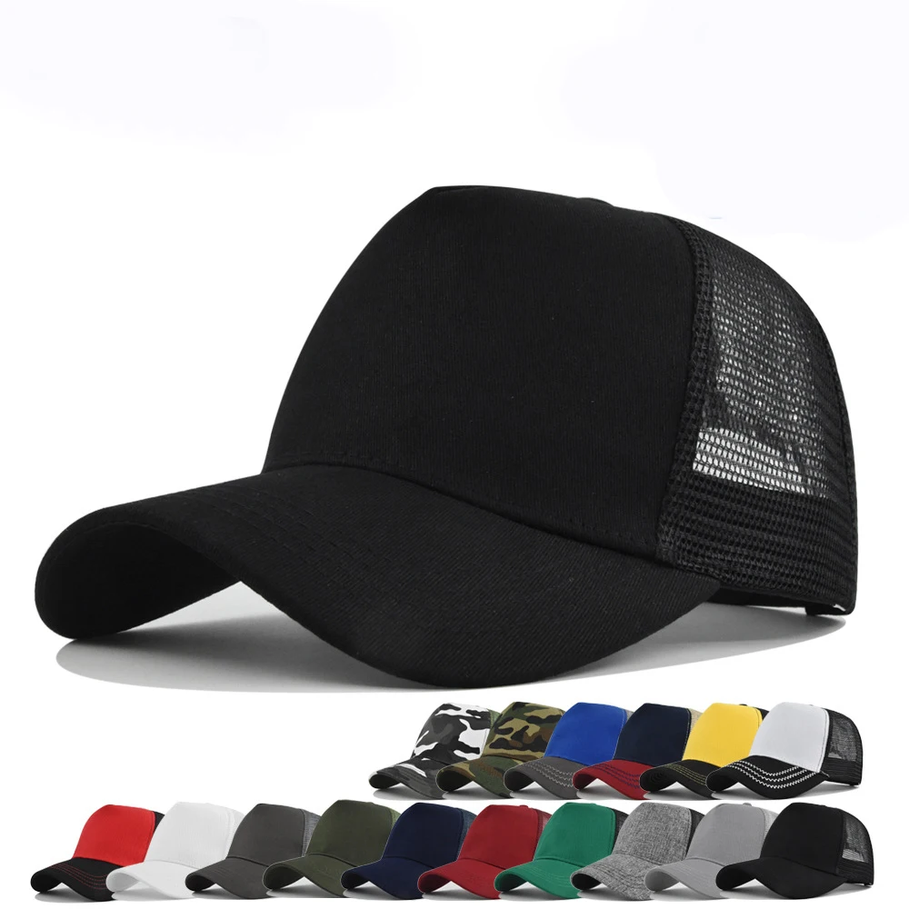 Mode Sonnenhut Im Freien Trucker Hut Baumwolle Mesh Atmungsaktive Baseball Kappe Frauen Männer Sommer Sonnenschirm MeshCap Lkw Hut Kappe Großhandel