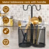 Utensil Caddy Silverware Cutlery Holder Kitchen Countertop Flatware Organizer Metal Utensil Holder Rack  Drying Rack For Home 2