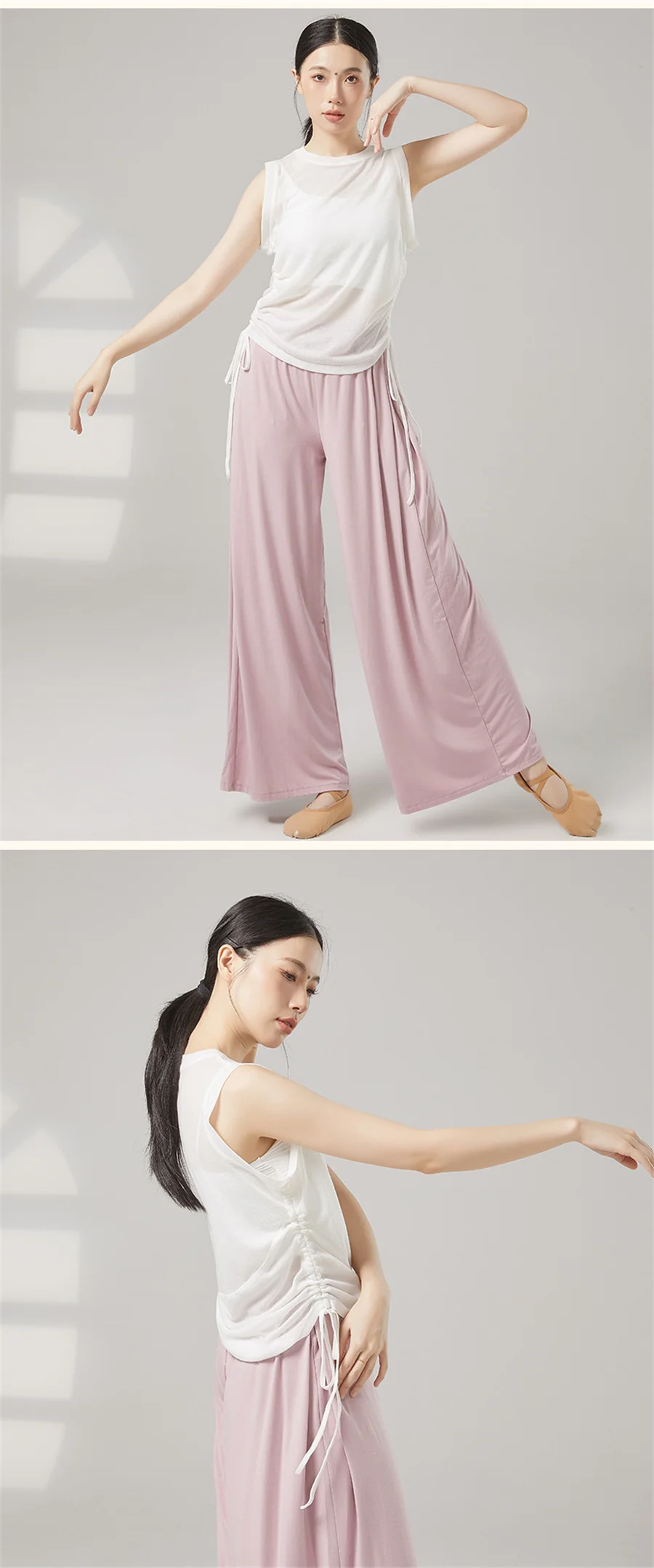 Klassisches Tanzshirt für Damen, durchsichtig, ärmellos, Yoga-Cover-Up-Oberteil, chinesisches Volkstanz-Training, lockere Performance-Kostüme – Detail 3