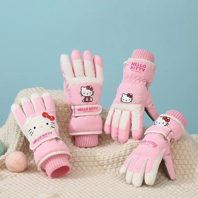 

Child Kawaii Hello Kittys Gloves Cartoon Sanrios Anime Ski Gloves Lovely Thickened Windproof Warm Outdoor Girl Gift