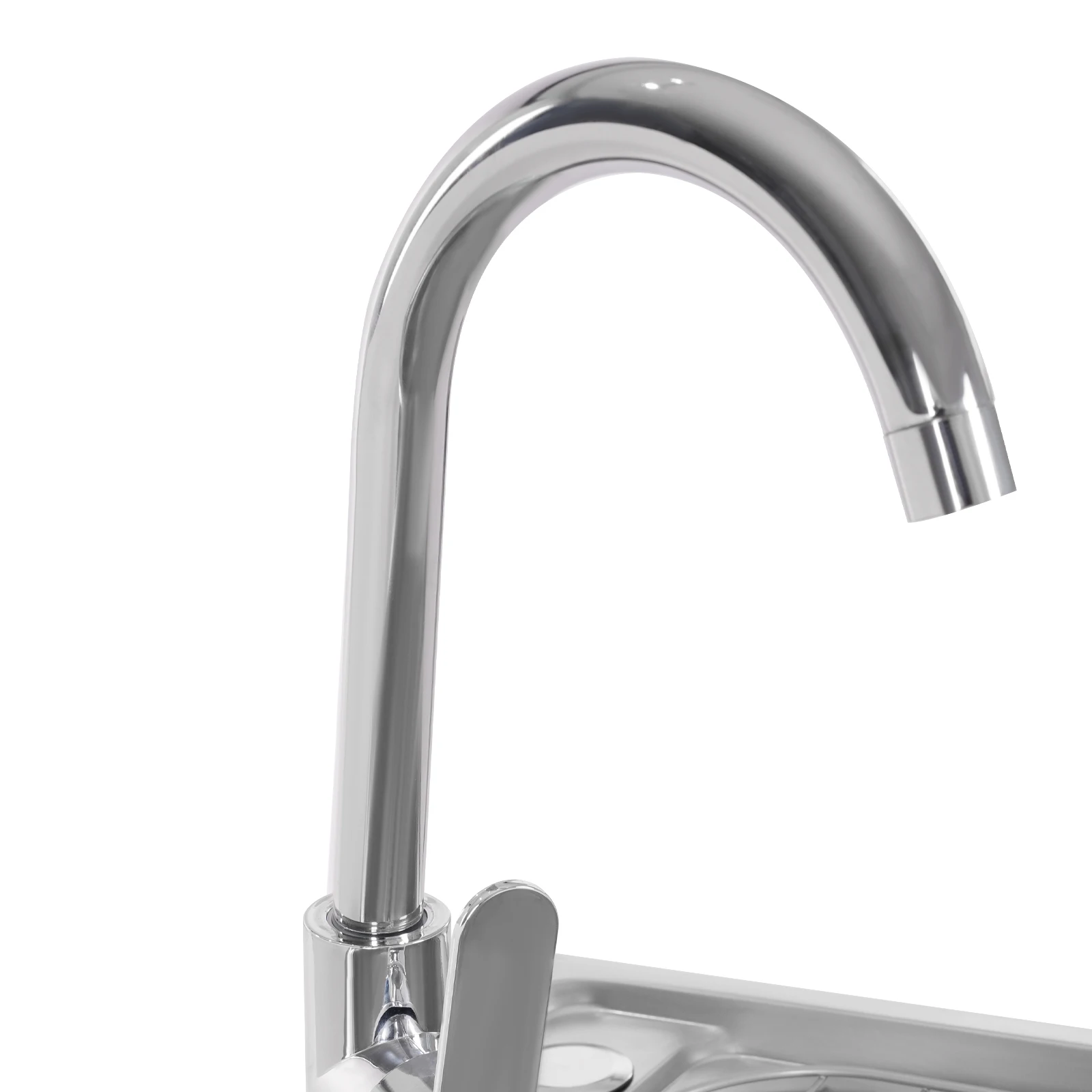 Freistehende Gemüsewaschwanne Einzelbecken 304 Edelstahl Küchenspüle Gewerbliche Spüle mit Kalt- & Warmwasserhahn – Detail 7