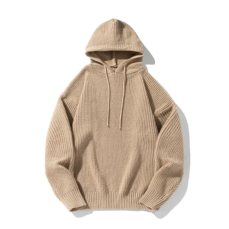 Men Skateboarding Hoodies Women Autumn Winter Casual Loose Knitted Sweater Solid Color Hoodies Oversize Grey Sweatshirt For Male
