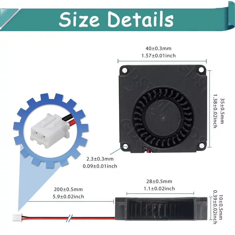 Gdstime 4010 Fan 24V 12V 5V 40MM*10MM DC Brushless Blower Fan 40MM Radial Fan 4CM Turbo Radiator for 3D Printer Accessories Part image 5
