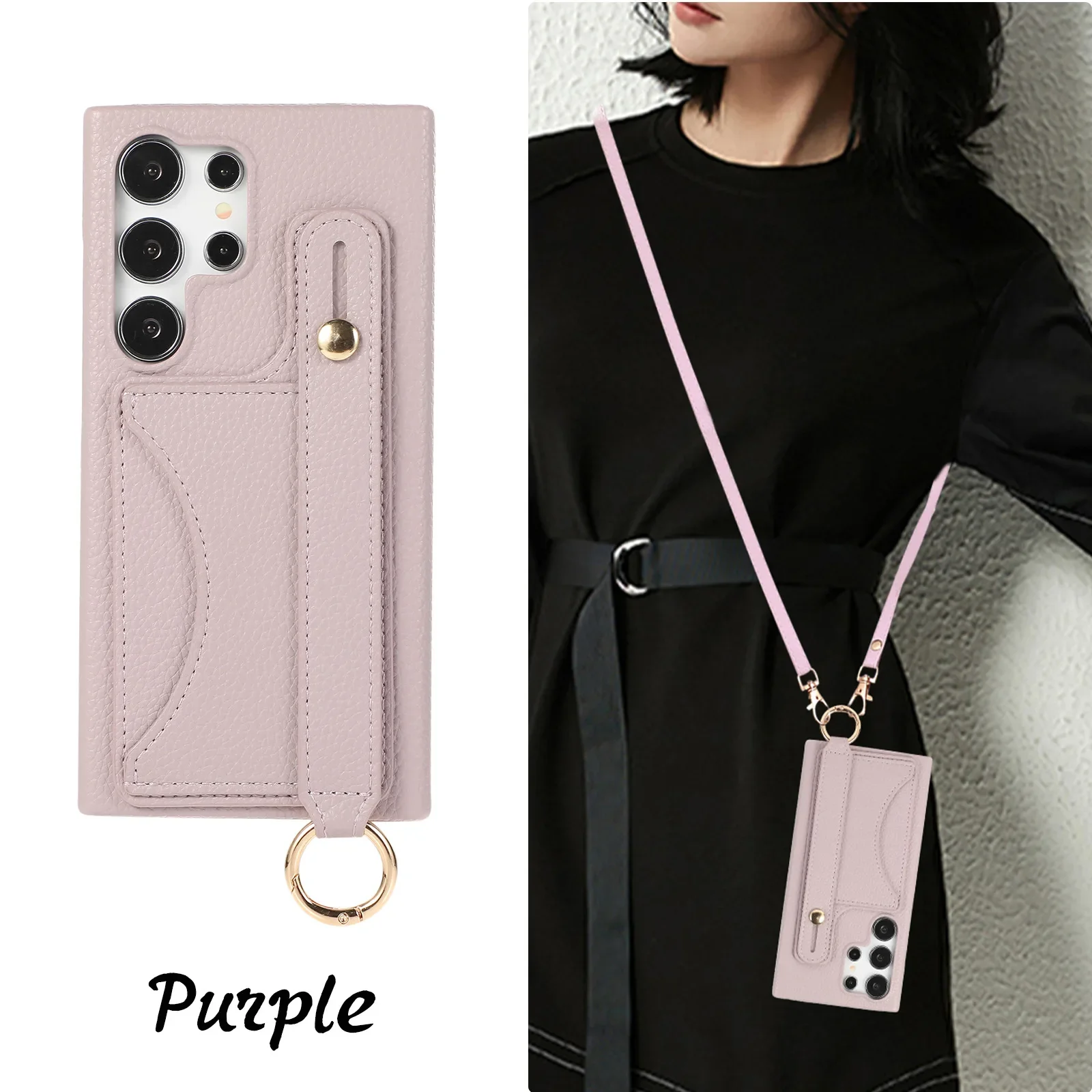 Wrist Strap Crossbody Phone Case with Card Holder