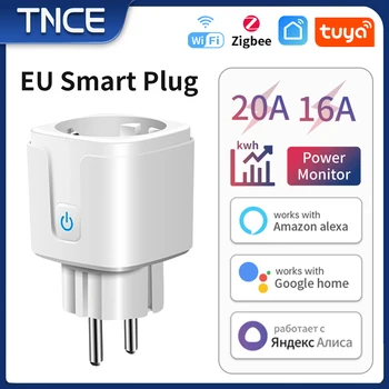 TNCE Tuya EU Plug 16A/20A wifi/zigbee, Smart Wall Socket Power Monitor Timer Function, Voice with Alexa Google Home Yandex Alice 1