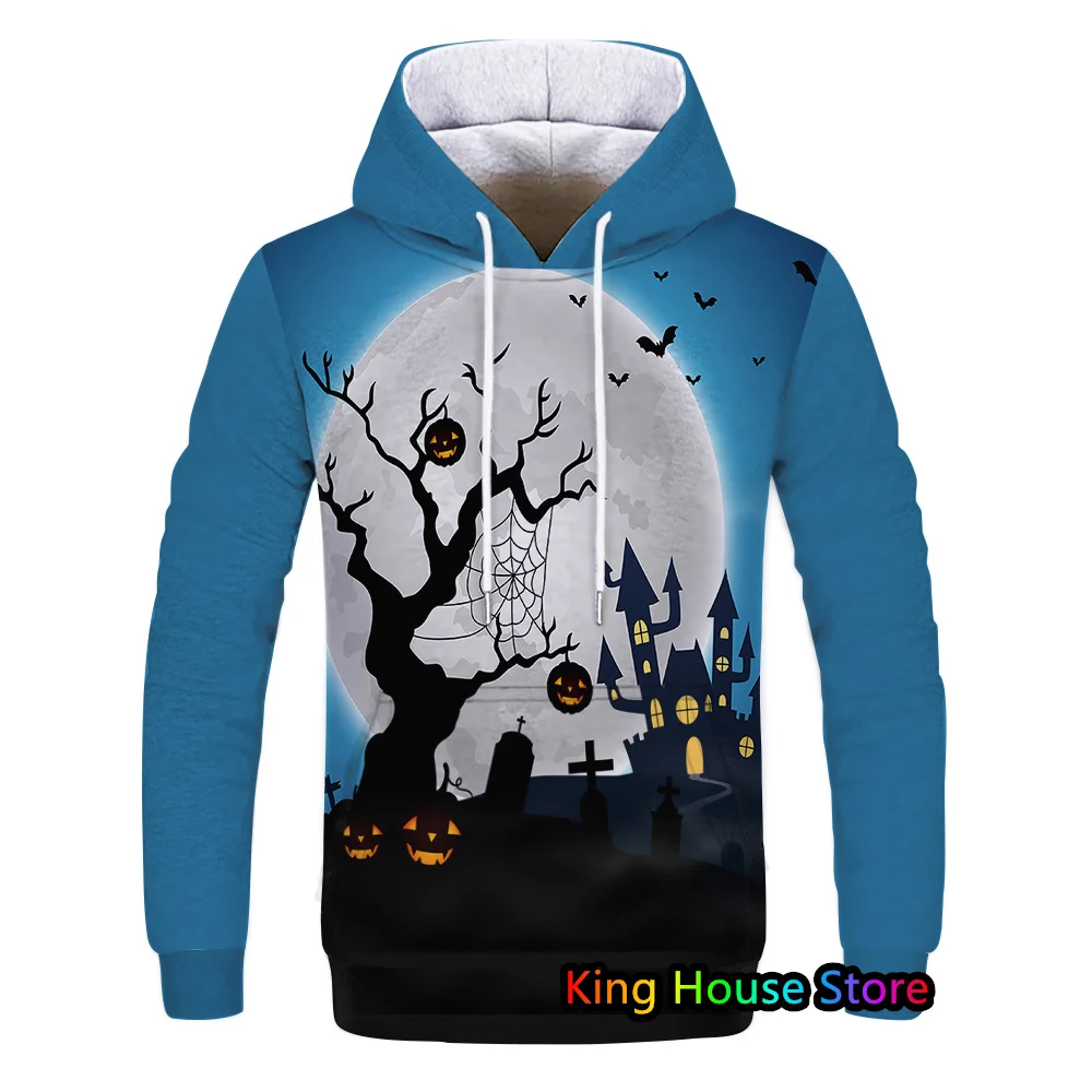 Happy Halloween Hoodie 3D Print Hoodies Fashion Horror Halloween Hooded Swearshirts Harajuku Streetwear Casual Pullover Hoodie