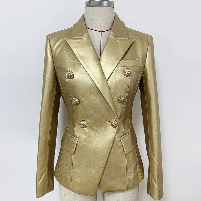 Sexy Women's Leather Suit Outerwear with Genuine Soft Sheepskin Slim Fitting Outerwear European and American Fashion Trends