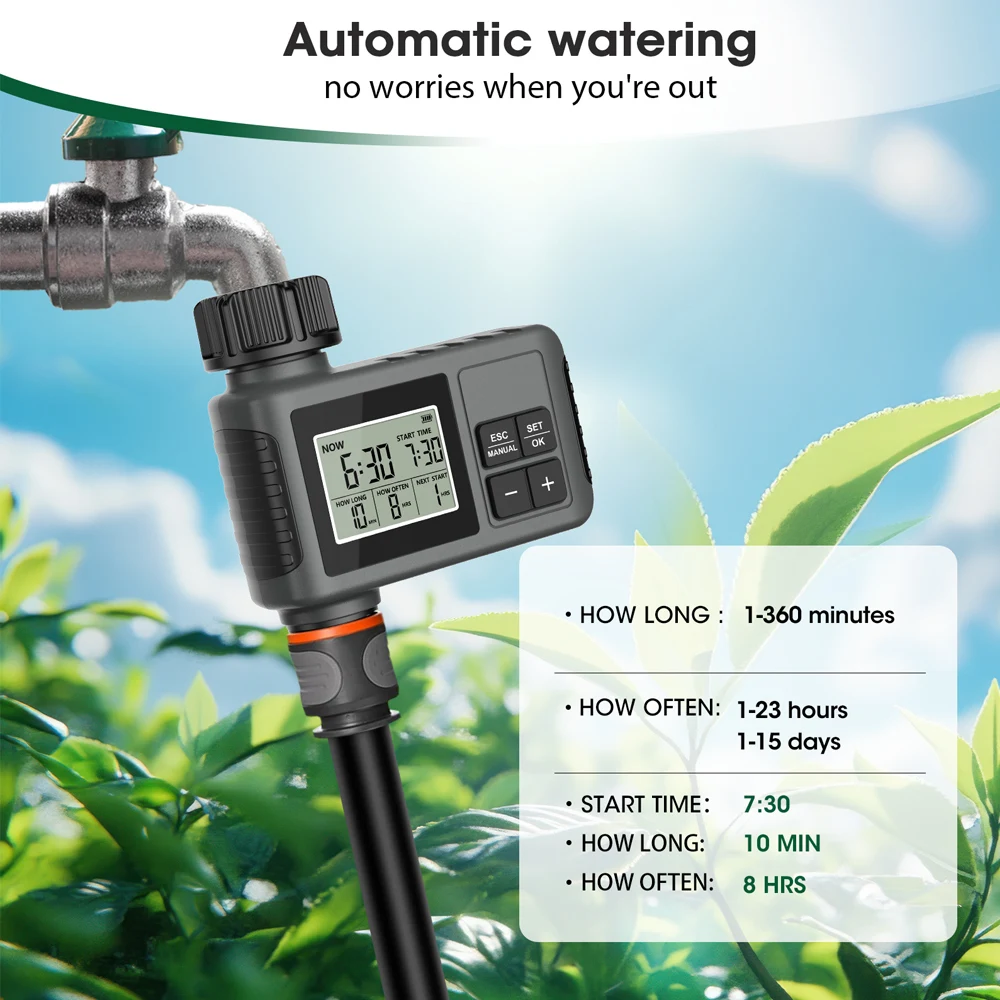 Automatic Watering Timer Irrigation System IPX7 Garden Programmer