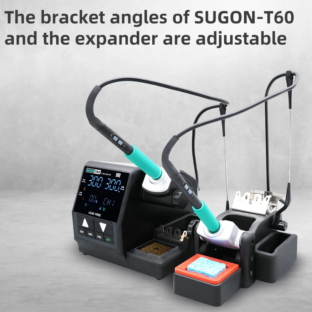Soldering Station Double Station Welding Rework Compatible with 115 210 245 Handle For BGA PCB Repair Tools SUGON T60 soldering station,soldering tool
