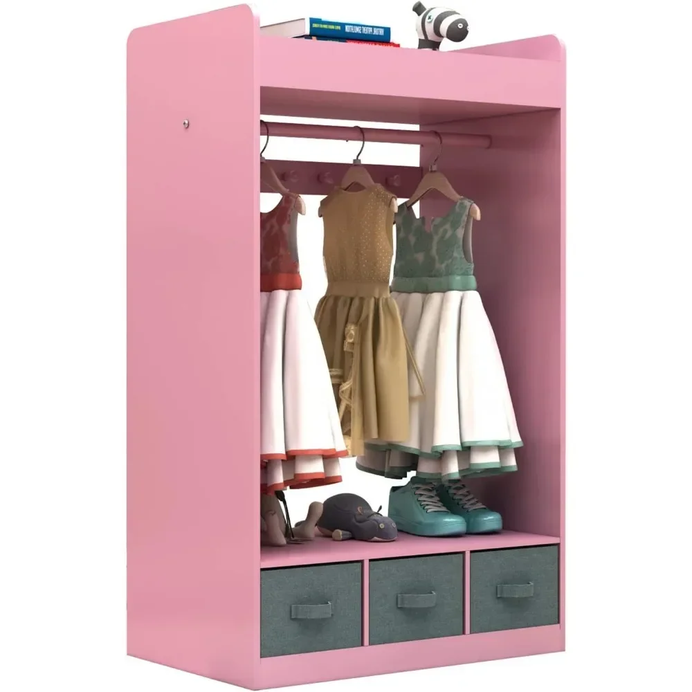 Children's Wardrobe, Changing Room with Mirror and Storage Box, Wardrobe with Mirror, Children's Clothing Organizer