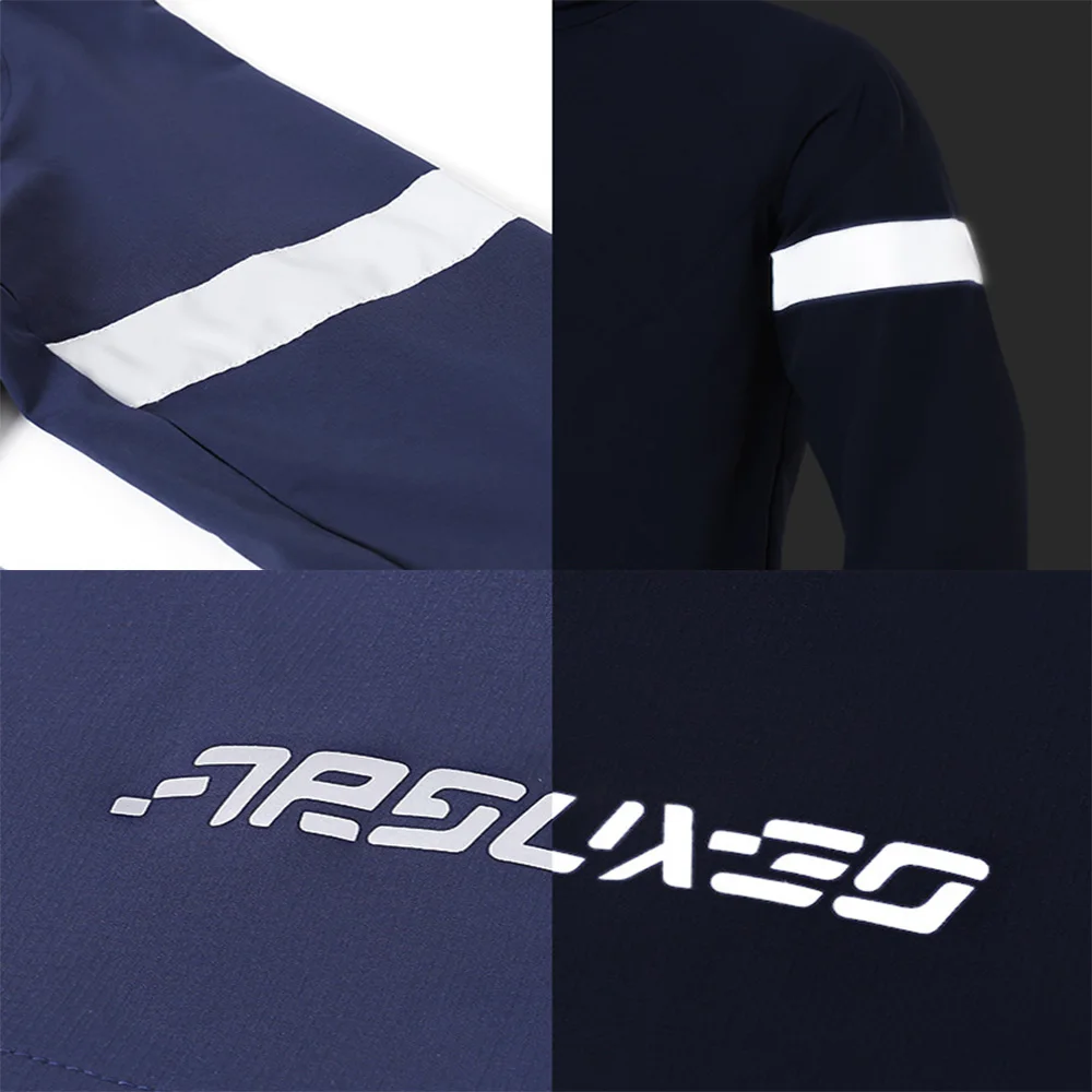 ARSUXEO Men Bicycle Cycling Windbreaker Hoodies Bike Jacket Waterproof MTB Coat Sunscreen Light Thin Running Sportswear