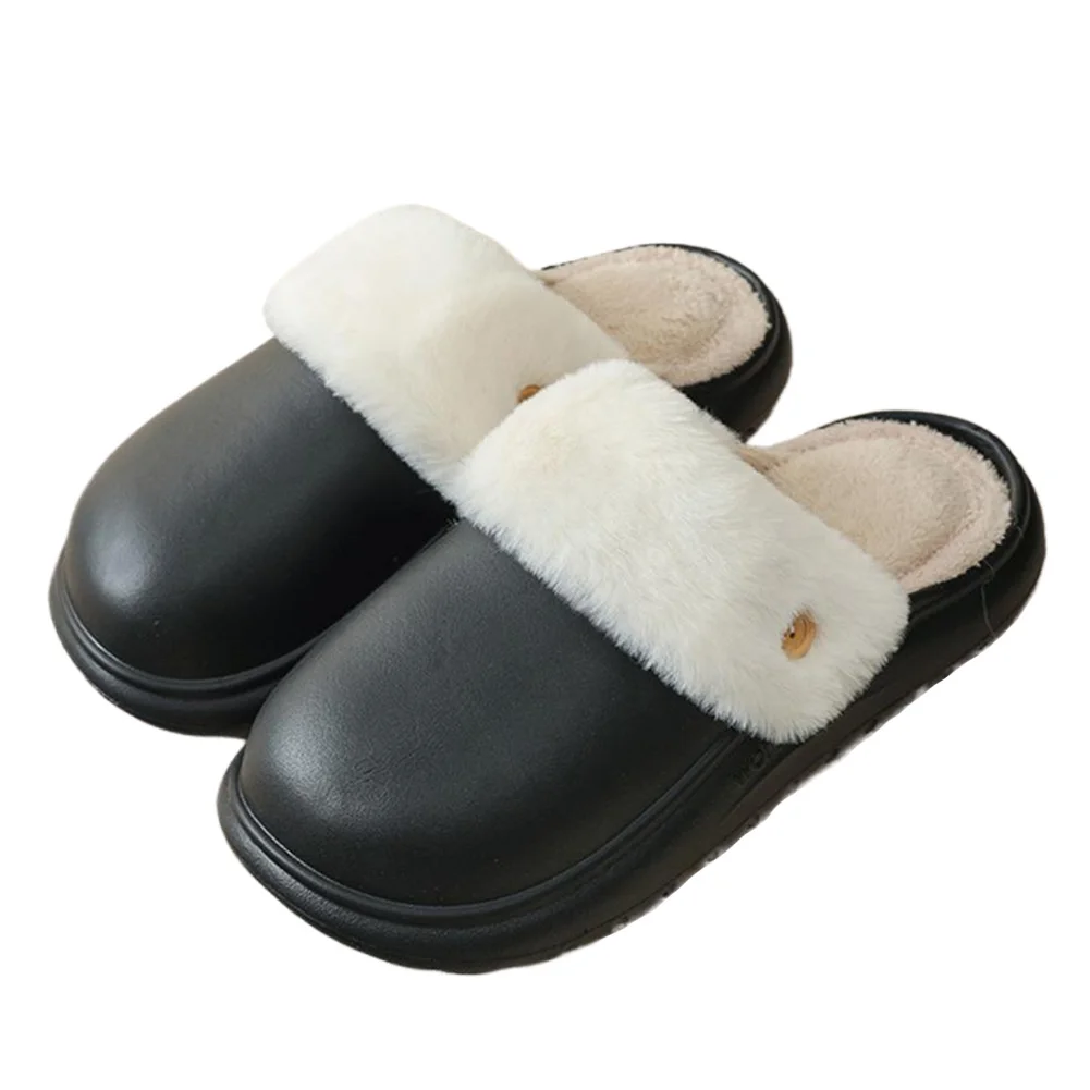 Women's Men's Warm Winter Slippers Waterproof Slippers Fur Lined Cotton Comfy Fuzzy for Indoor Outdoor